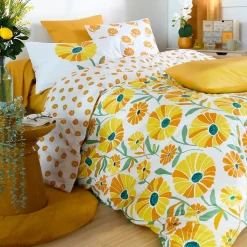 Housse de couette en percale de coton motif floral