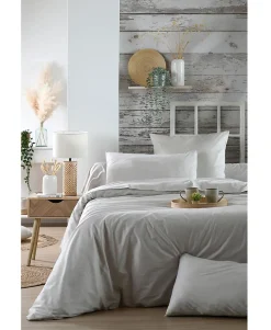 Housse de couette en percale de coton uni Elysée