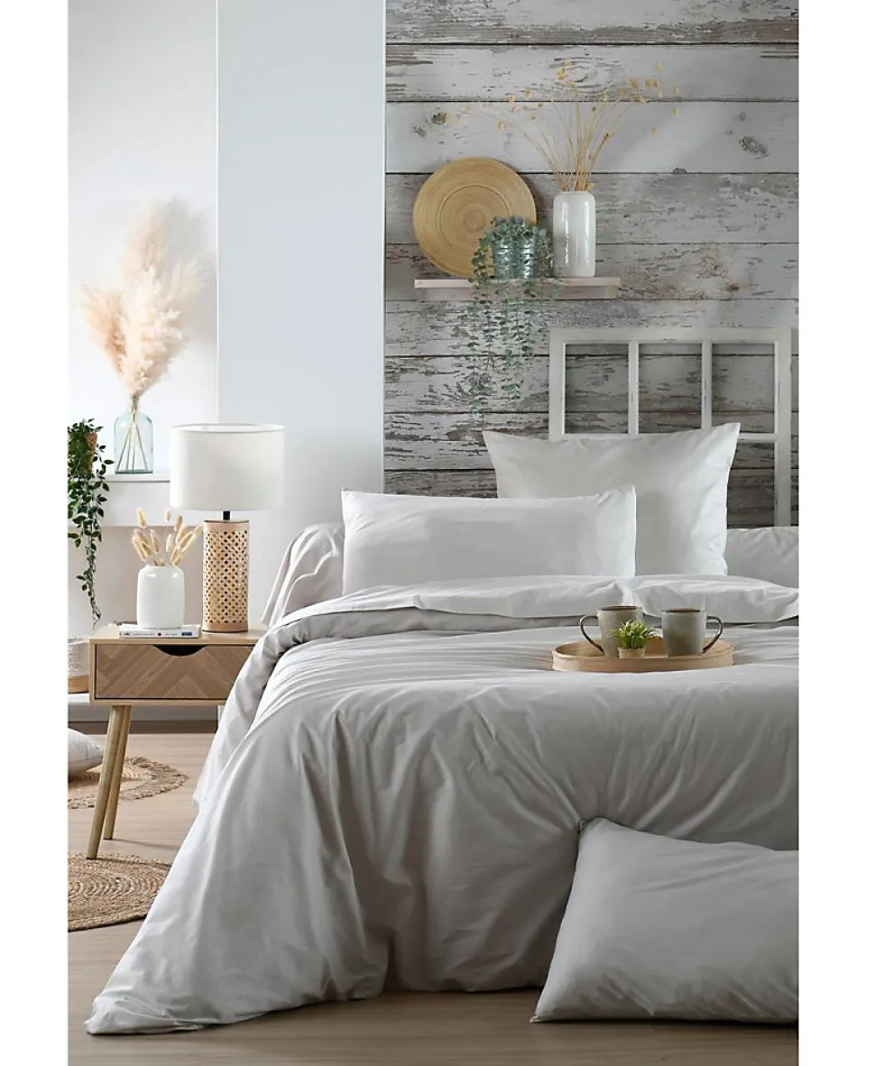 Housse de couette en percale de coton uni Elysée