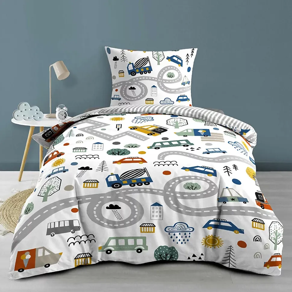 Housse de couette enfant 140 x 200 cm + 1 taie Coton 42 fils PTI BOLIDE