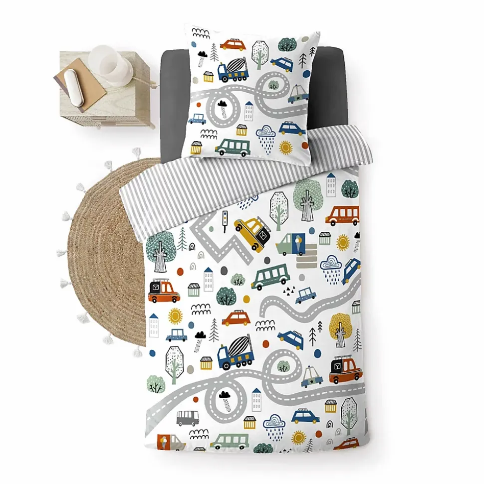 Housse de couette enfant 140 x 200 cm + 1 taie Coton 42 fils PTI BOLIDE