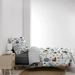 Housse de couette enfant 140 x 200 cm + 1 taie Coton 42 fils PTI BOLIDE