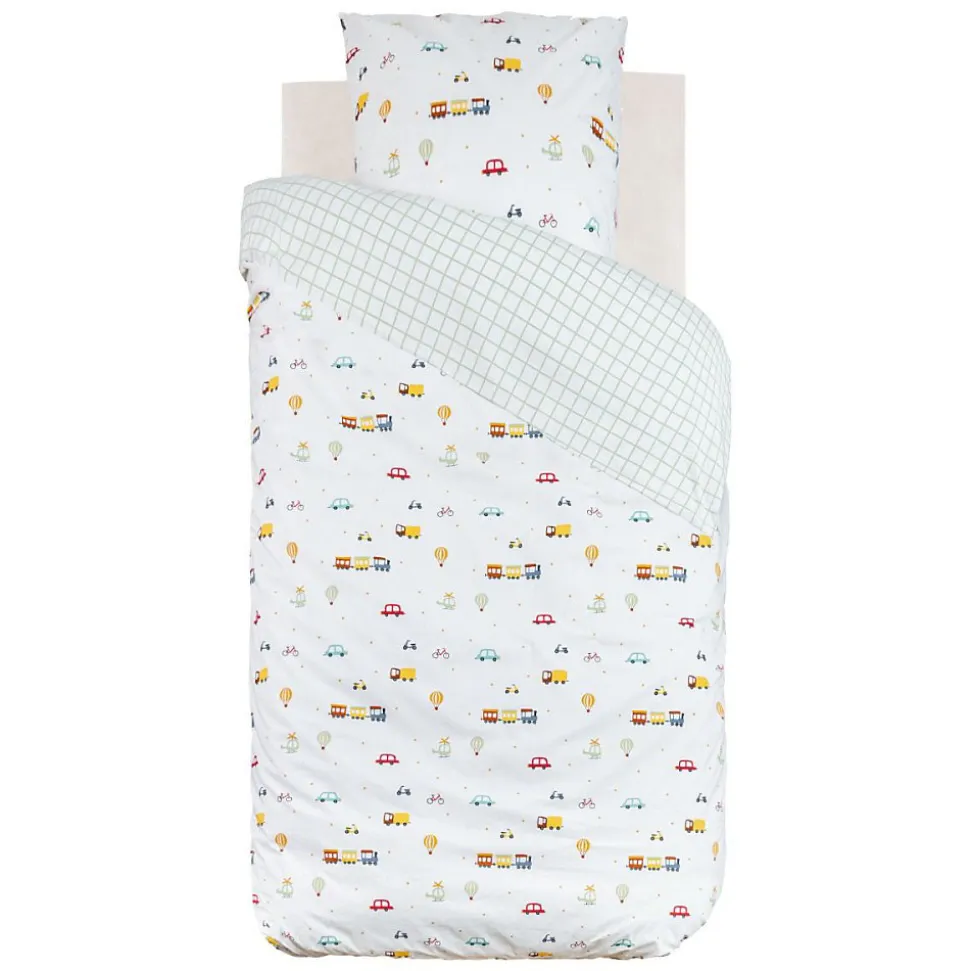 Housse de couette enfant 140x200 VOITURES + taie coton 57 fils