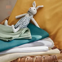 Housse de couette enfant uni (80x120 cm - Bleu Paon)