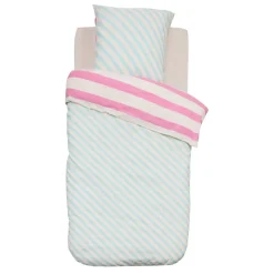 Housse de couette enfant 140x200 Rayures + taie coton 57 fils