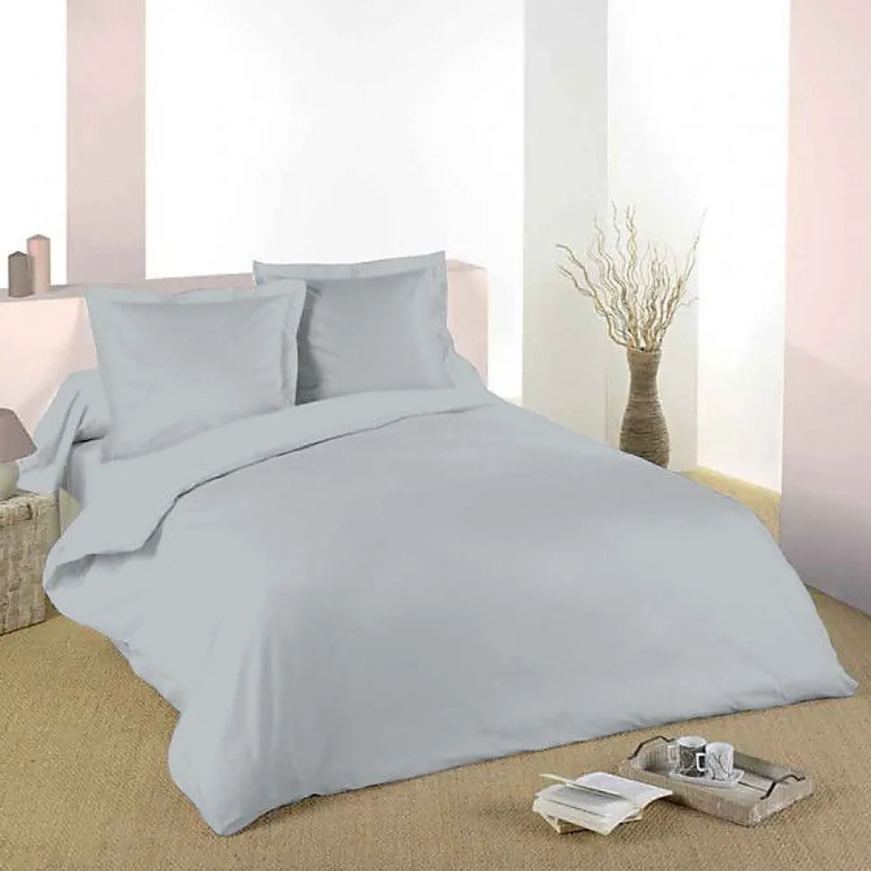 Housse de couette Gris perle 240 x 220 cm / 100% Coton / 57 Fils/cm² pour lit 2 places