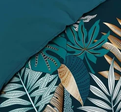 Housse de couette imprimé allover 42 fils "Alianor" - 240x260cm - Bleu canard