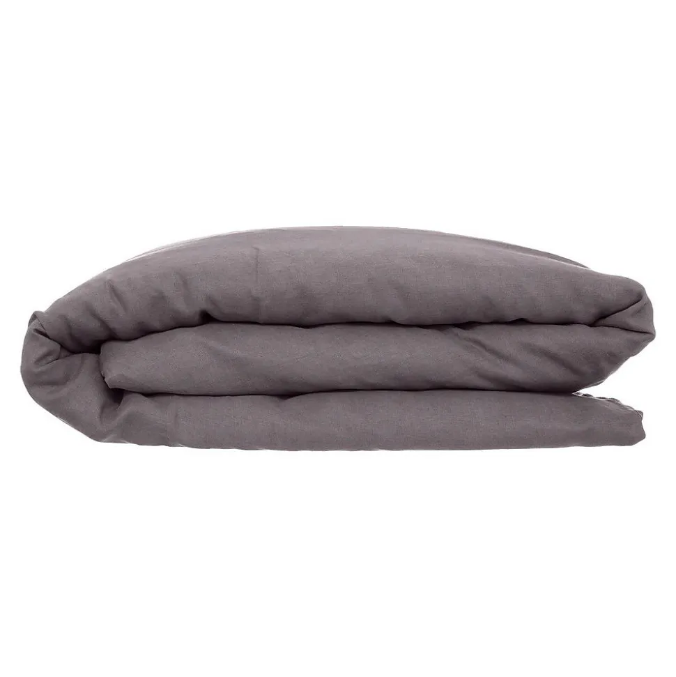 Housse de couette Linah - gris - lin lavé 240x220 cm - Atmosphera