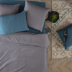 Housse de couette Linah - gris - lin lavé 240x220 cm - Atmosphera