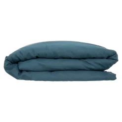 Housse de couette Linah - bleu canard - lin lavé 260x240 cm - Atmosphera