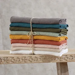 Housse de couette Linah - bleu canard - lin lavé 260x240 cm - Atmosphera