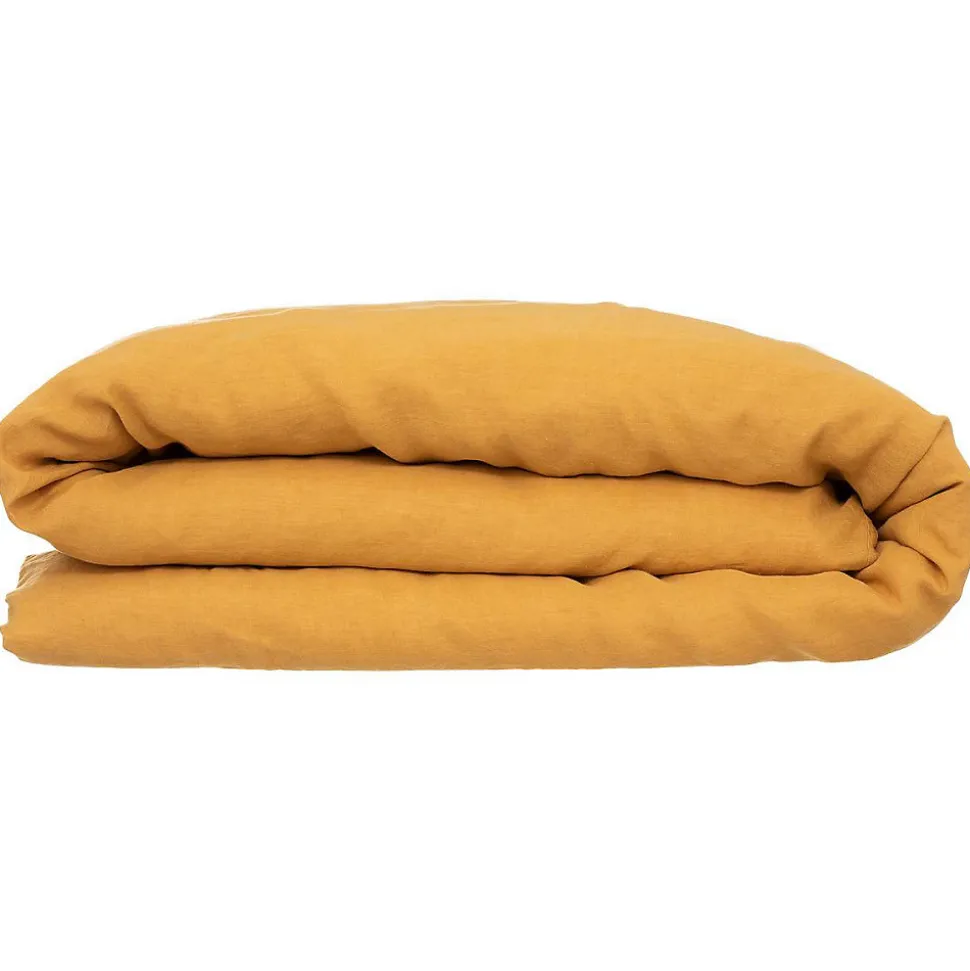 Housse de couette Linah - jaune ocre - lin lavé 240x220 cm - Atmosphera