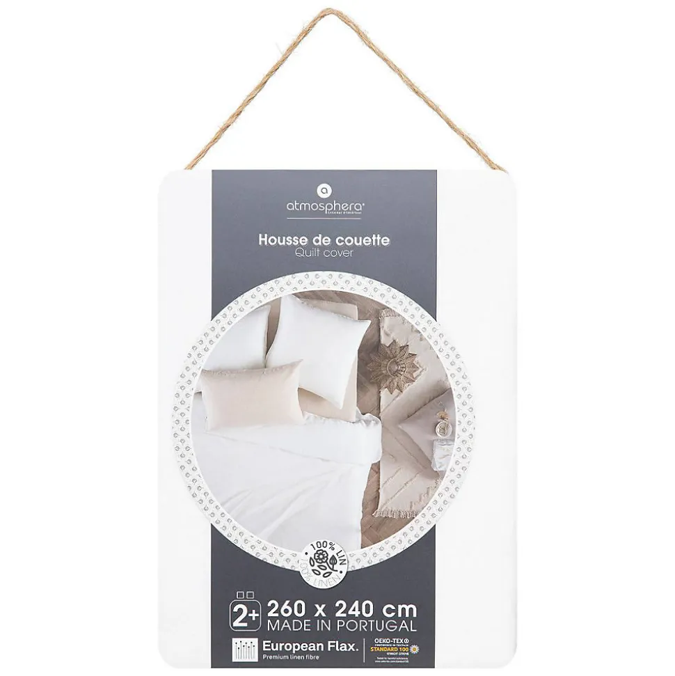 Housse de couette Linah - blanc - lin lavé 260x240 cm - Atmosphera