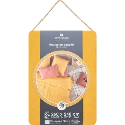 Housse de couette Linah - jaune ocre - lin lavé 260x240 cm - Atmosphera