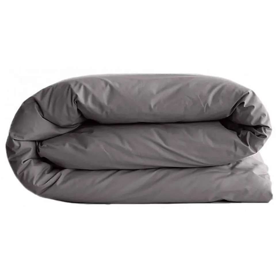 Housse de couette "Manoir" percale pur coton peigné longues fibres 80 fils/cm² Vent du sud - Ardoise - Housse de couette 240 x 220