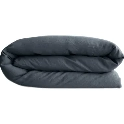 Housse de couette PALACE pur coton lavé 240x220 cm uni noir granit