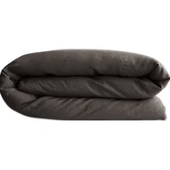 Housse de couette PALACE pur coton lavé 140x200 cm uni marron café