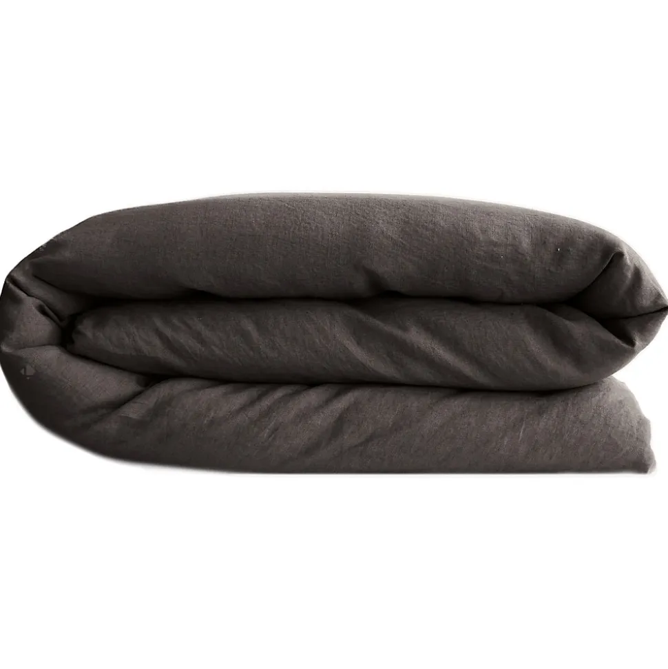 Housse de couette PALACE pur coton lavé 140x200 cm uni marron café