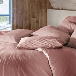 Housse de couette PALACE pur coton lavé 240x220 cm uni rose