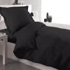Housse de couette percale 140 x 200 cm unie (140x200 cm - Gris anthracite)