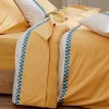Housse de couette percale avec galon (140x200 cm - Jaune)