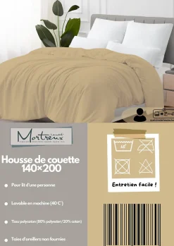 Housse de couette Polycoton Taupe - 1 personne 140 x 200 - 488-6