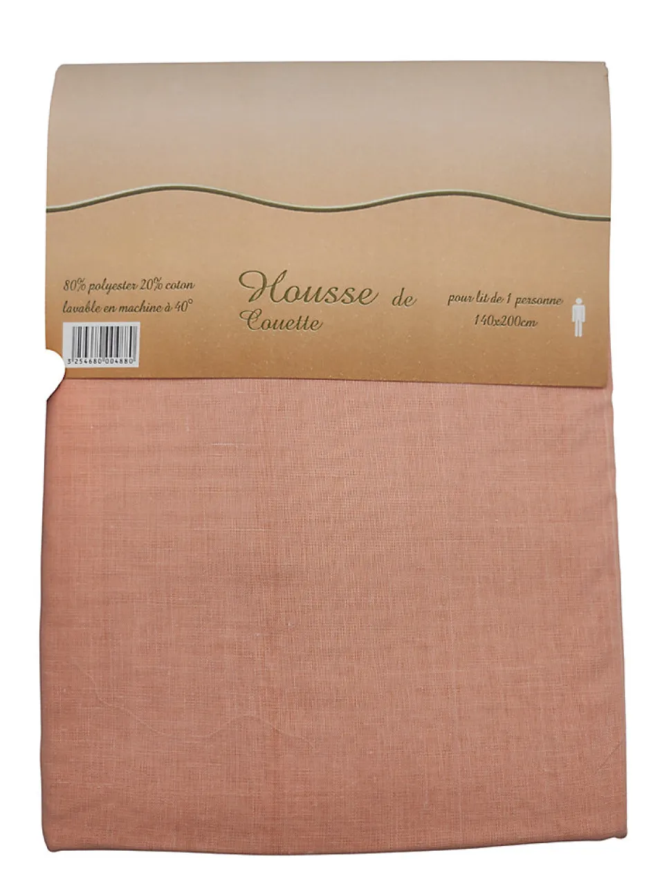Housse de couette Polycoton Pêche - 1 personne 140 x 200 - 488-3