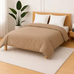 Housse de couette Polycoton Taupe - 2 personnes 220 x 240 - Toutes saisons - MORTREUX