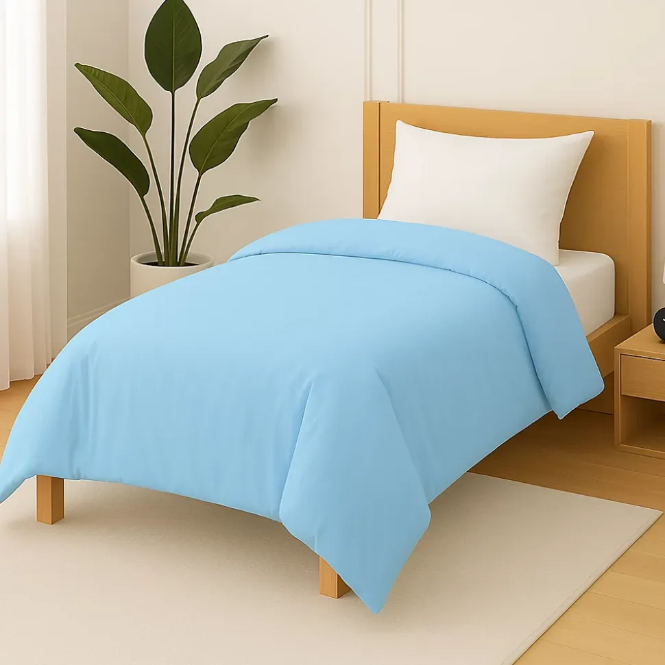 Housse de couette Polycoton Bleu ciel - 1 personne 140 x 200 - 488-8