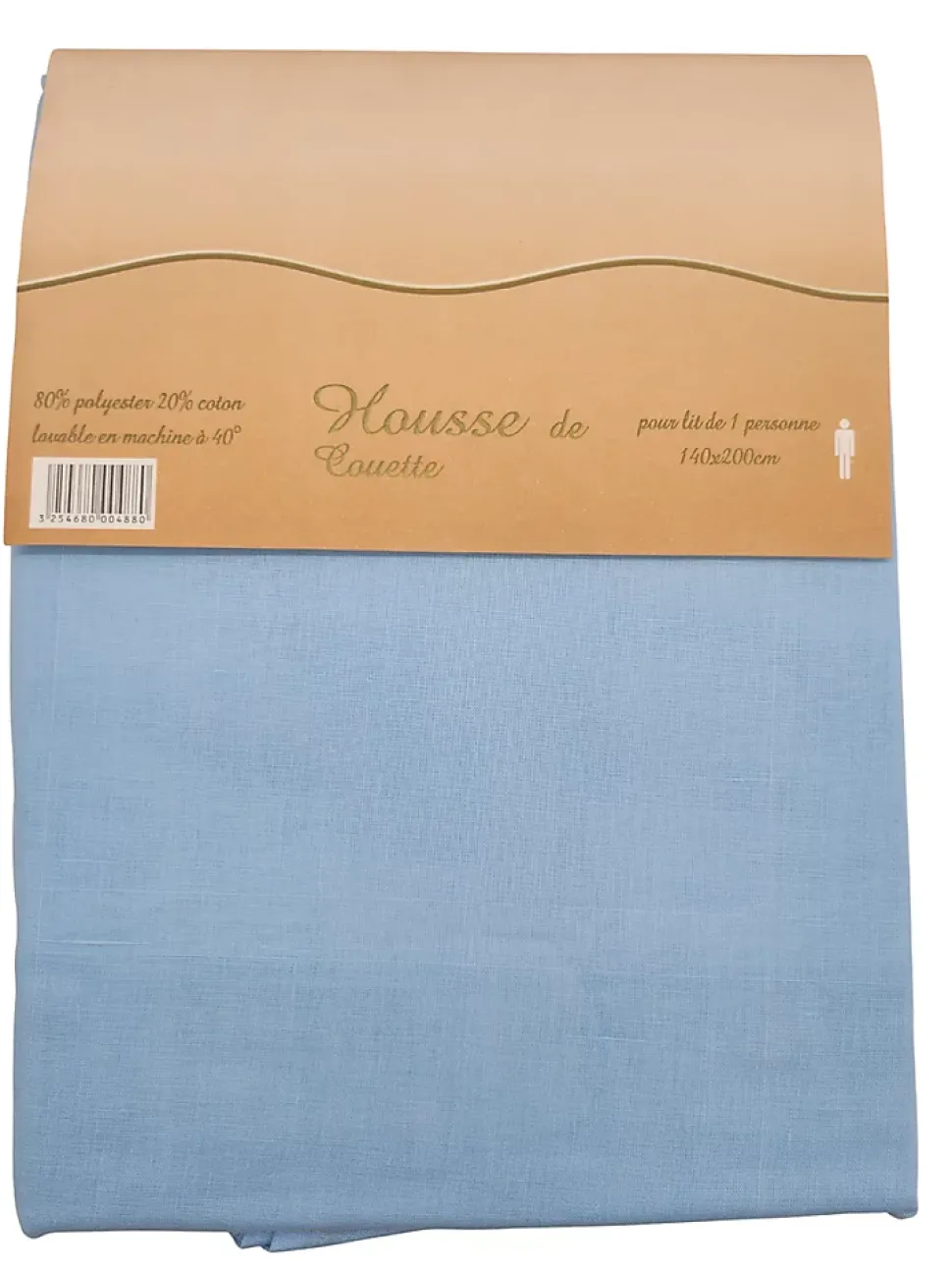 Housse de couette Polycoton Bleu ciel - 1 personne 140 x 200 - 488-8