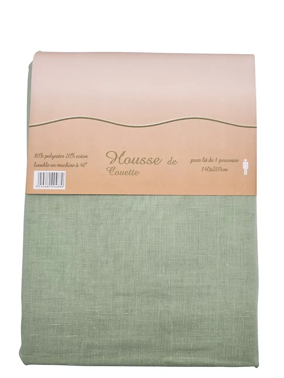 Housse de couette Polycoton Verte - 1 personne 140 x 200 - 488-2