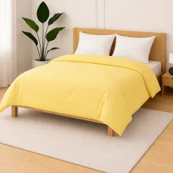 Housse de couette Polycoton Jaune - 2 personnes 220 x 240 - Toutes saisons - MORTREUX