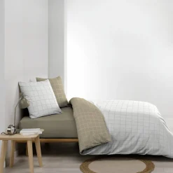 Housse de couette réversible 240 x 220 cm + 2 taies CADRIA 100% coton 57 fils