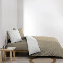 Housse de couette réversible 240 x 220 cm + 2 taies CADRIA 100% coton 57 fils