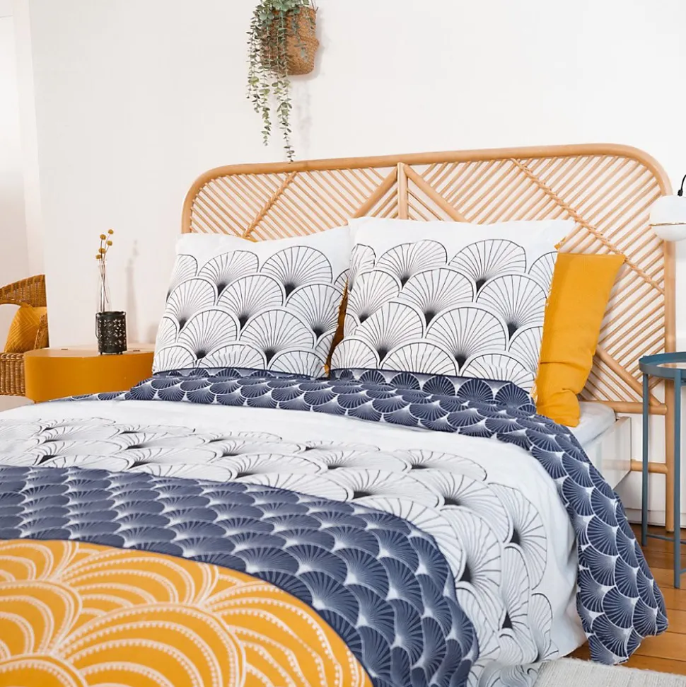 Housse de couette réversible 200x200 KERITA + 2 taies 100% coton adouci 57 fils/cm2