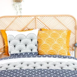 Housse de couette réversible 200x200 KERITA + 2 taies 100% coton adouci 57 fils/cm2