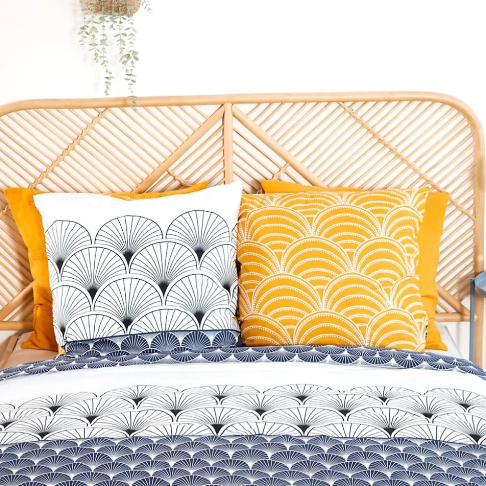 Housse de couette réversible 200x200 KERITA + 2 taies 100% coton adouci 57 fils/cm2