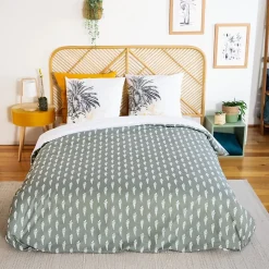 Housse de couette réversible 240x220 SOLI + 2 taies 100% coton adouci 57 fils/cm2