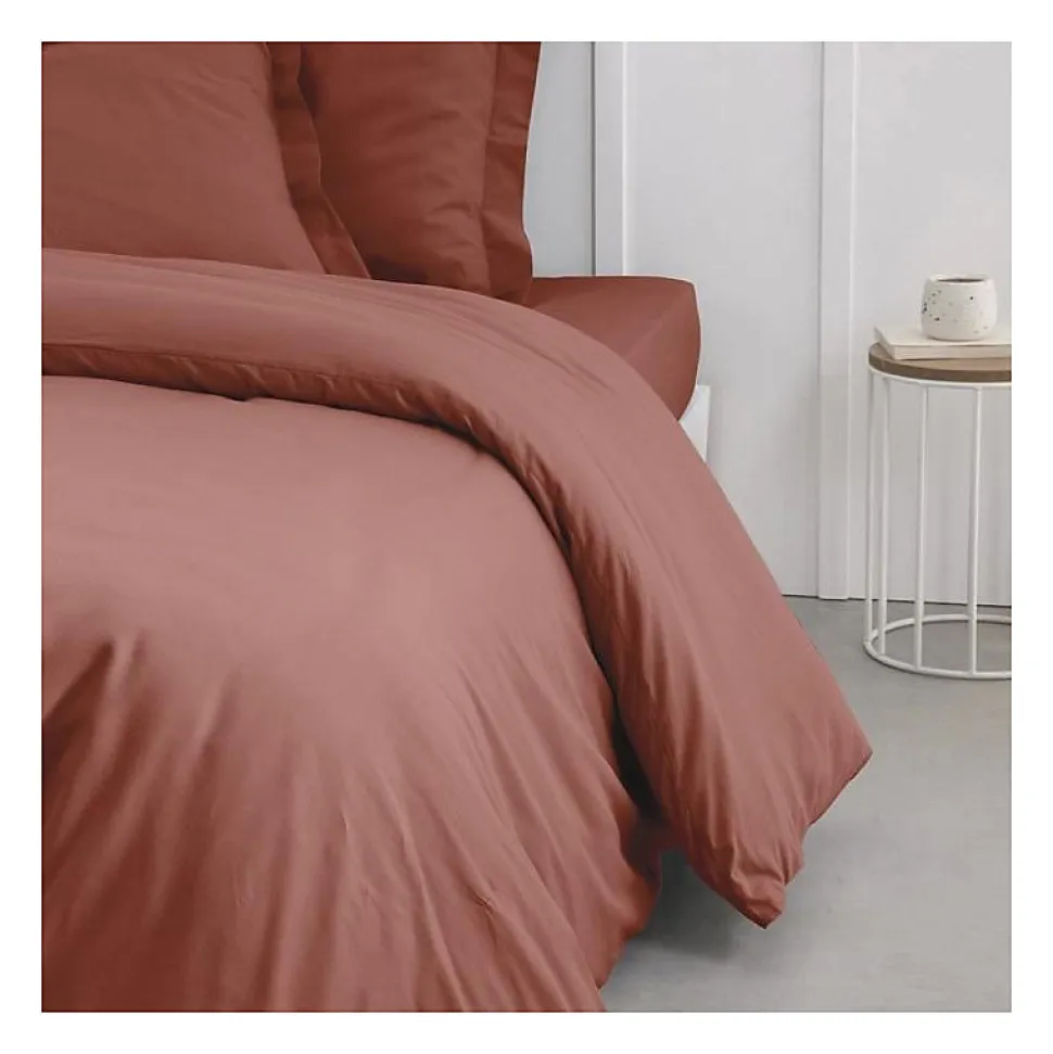 Housse de couette TODAY Essential - 220 x 240 cm - 2 personnes - 100% Coton uni - Terracotta