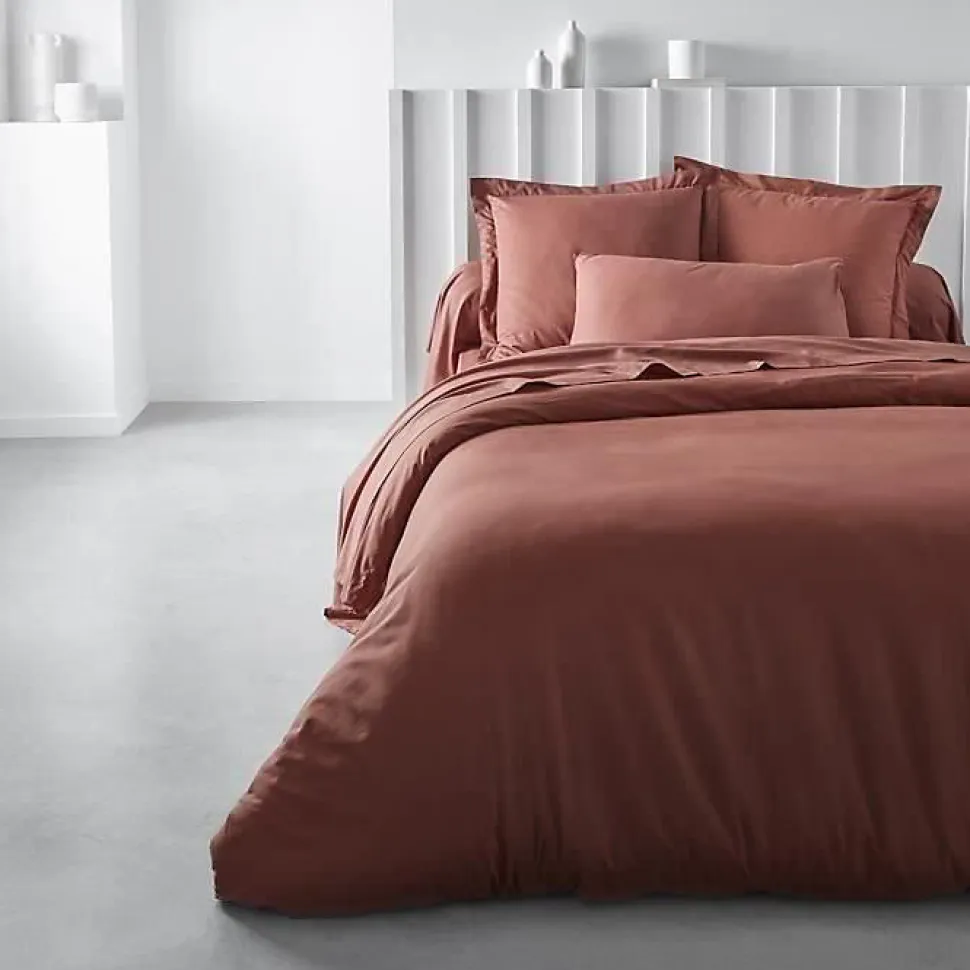 Housse de couette TODAY Essential - 220 x 240 cm - 2 personnes - 100% Coton uni - Terracotta
