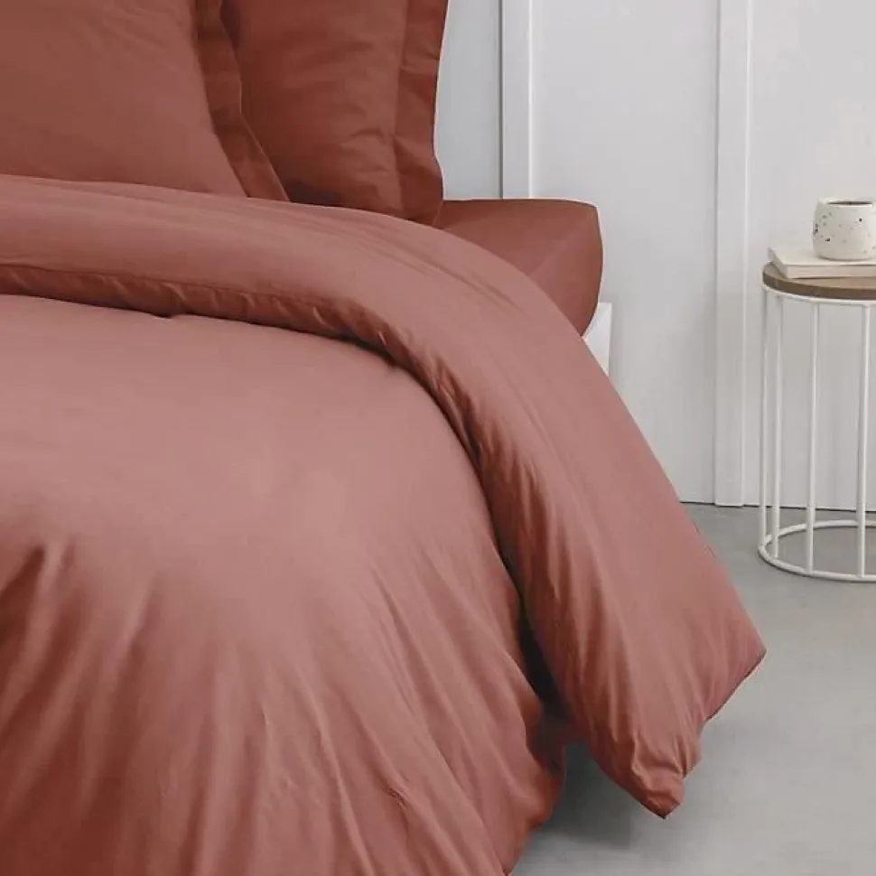 Housse de couette TODAY Essential - 220 x 240 cm - 2 personnes - 100% Coton uni - Terracotta