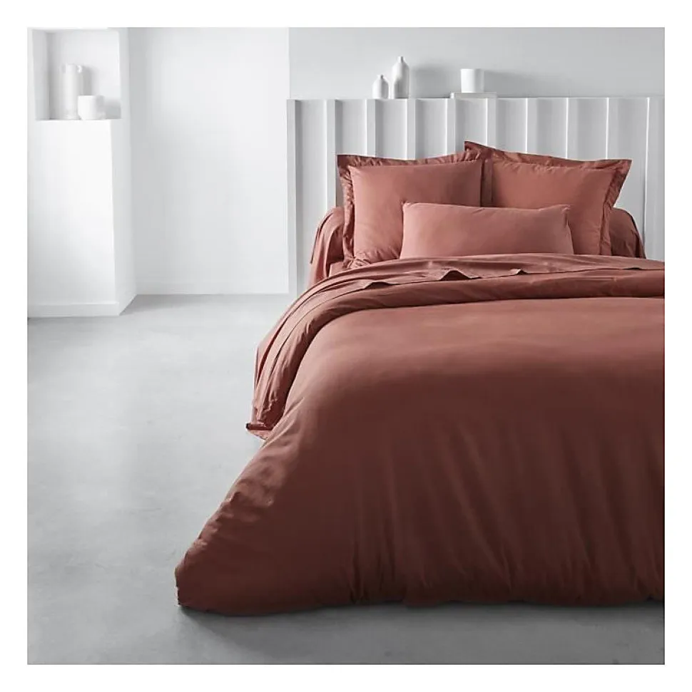 Housse de couette TODAY Essential - 240 x 260 cm - 2 personnes - 100% Coton uni - Terracotta