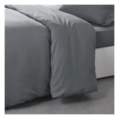 Housse de couette TODAY Essential - 140 x 200 cm - 1 personne - 100% Coton uni - Acier