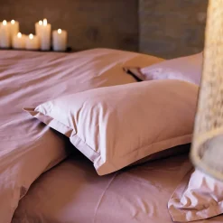 Housse de couette uni 280x240 cm percale de coton MANOIR Rose