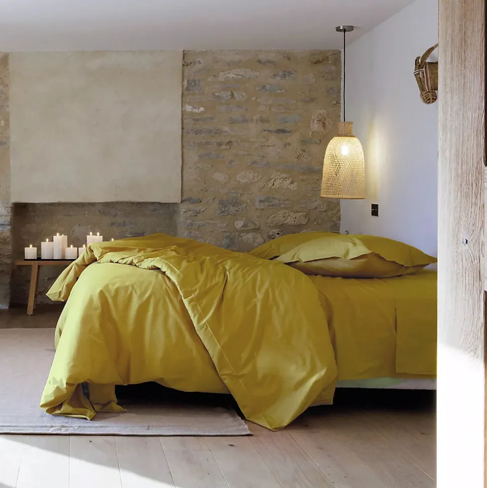 Housse de couette uni 260x240 cm percale de coton MANOIR vert Jasmin