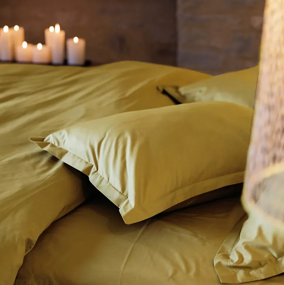 Housse de couette uni 260x240 cm percale de coton MANOIR vert Jasmin