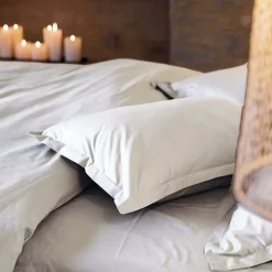 Housse de couette uni 260x240 cm percale de coton MANOIR Ivoire