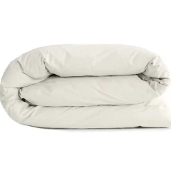 Housse de couette uni 260x240 cm percale de coton MANOIR Ivoire