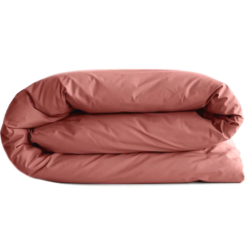 Housse de couette uni 280x240 cm percale de coton MANOIR rose Pêche