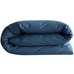 Housse de couette uni 260x240 cm percale de coton MANOIR bleu Marine